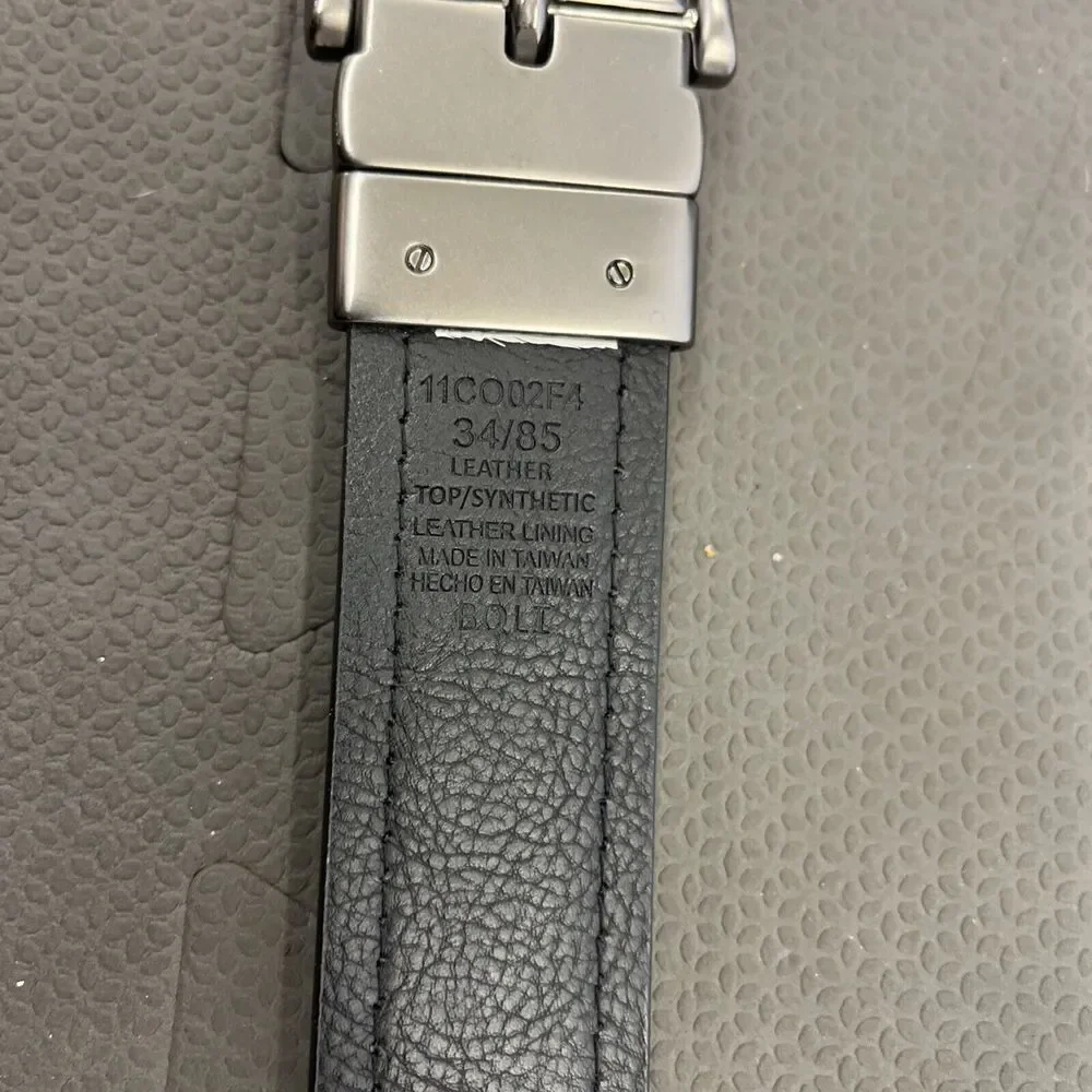 Columbia Men Brown/Black Reversible PebbledLeather Prong Buckle Dress Belt Sz34